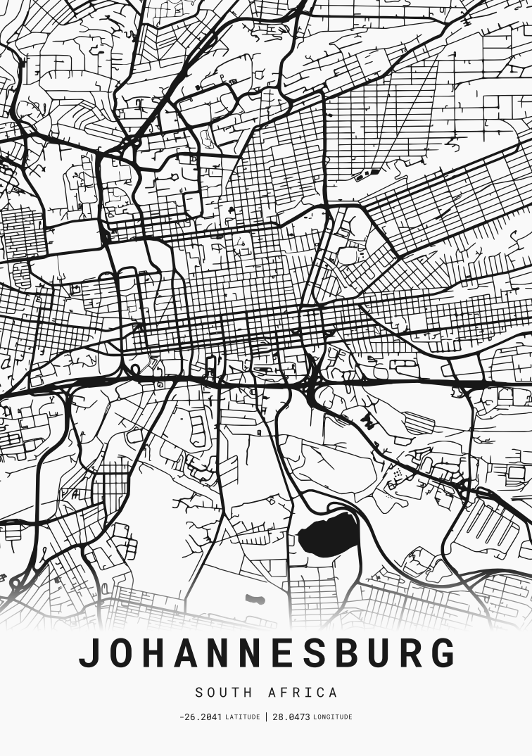 Johannesburg City Street Map - Design 04