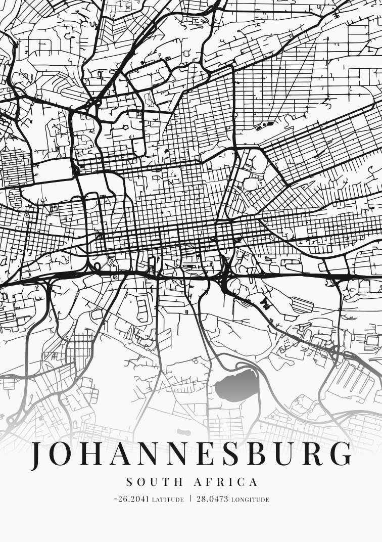 Johannesburg City Street Map - Design 05