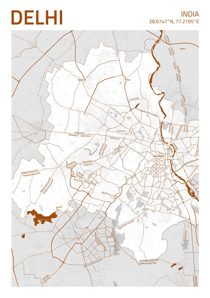 Delhi City Street Map - Ada25