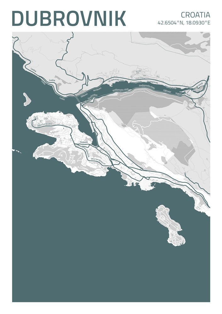 Dubrovnik City Street Map - Ada28