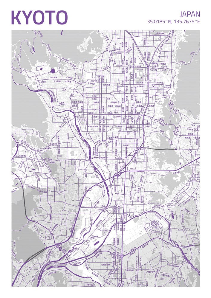 Kyoto City Street Map - Ada44