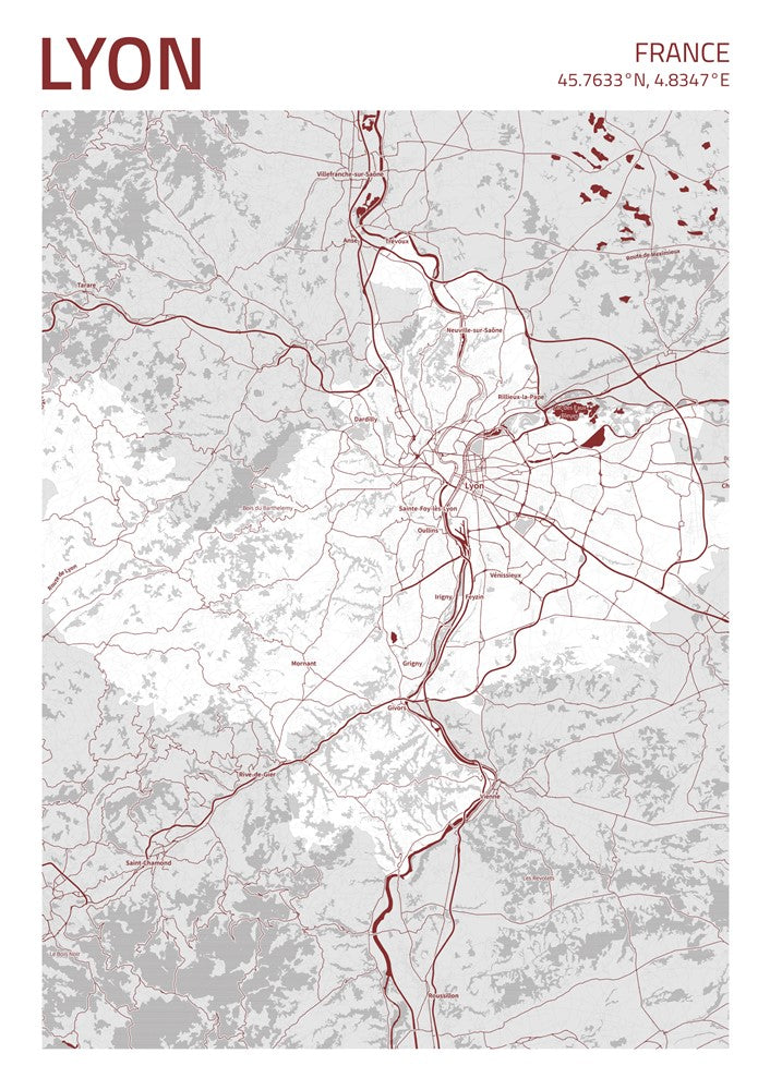 Lyon City Street Map - Ada51