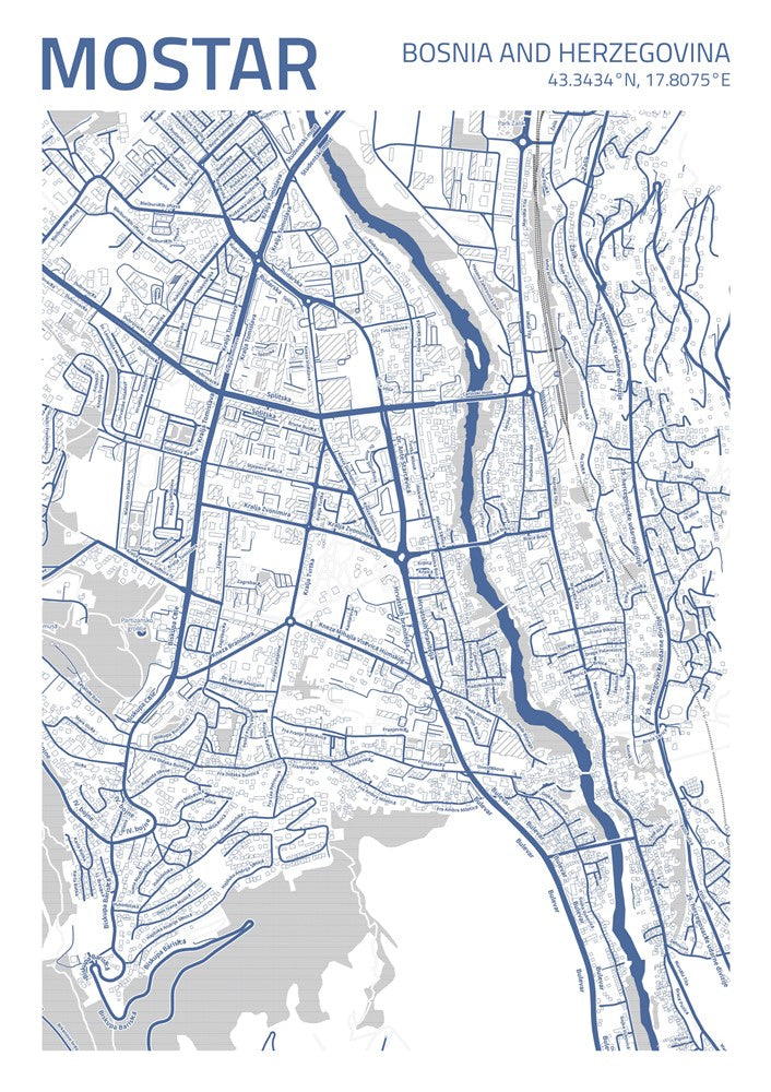 Mostar City Street Map - Ada61