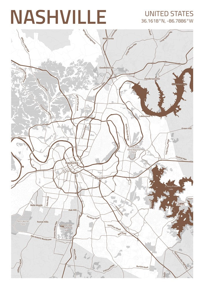 Nashville City Street Map - Ada64