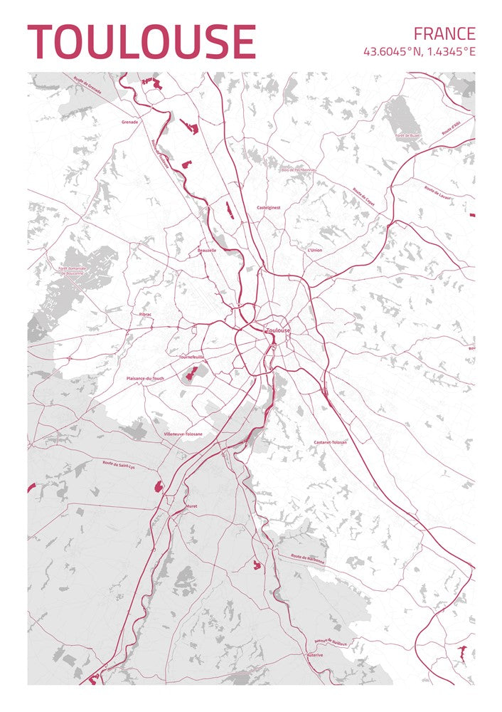 Toulouse City Street Map - Ada92