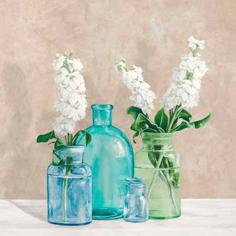 1JT5320 - Jenny Thomlinson - Floral setting with glass vases II