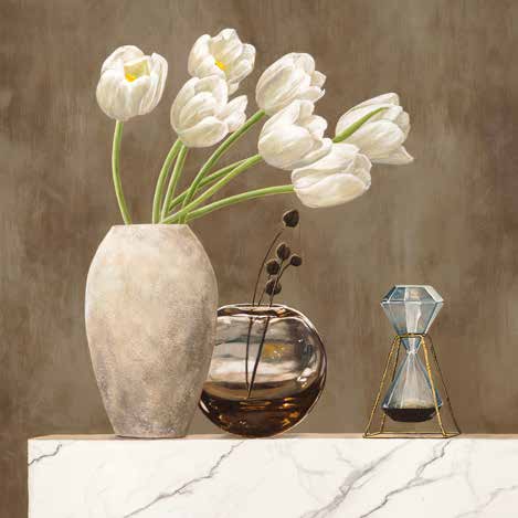 1JT6248 - Jenny Thomlinson - Floral Setting on White Marble I