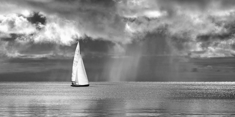 2AP6171 - Pangea Images - Sailing on a Silver Sea (BW)