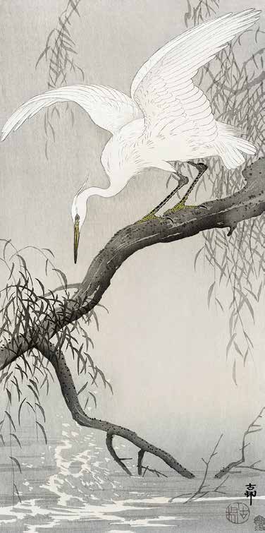 2JP5033 - Ohara Koson - White heron on tree branch