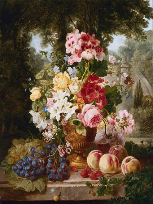 3AA1094 - WILLIAM JOHN WAINWRIGHT - A Vase of Summer Flowers and Fruit