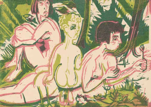 3AA6305 - Ernst Ludwig Kirchner - Nude Women with a Child in the Forest