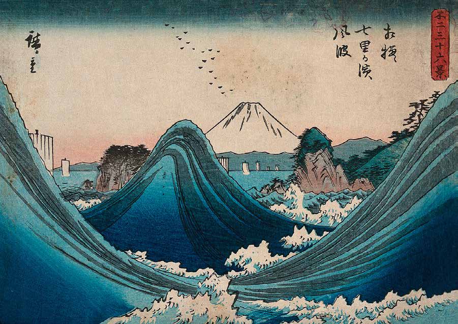 3HI4374 - Ando Hiroshige - Mount Fuji seen through the waves at Manazato no hama