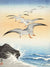 3JP5685 - Ohara Koson - Five seagulls above turbulent sea