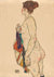 3SC6326 - Egon Schiele - Standing Nude with a Patterned Robe