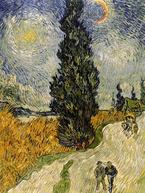 3VG559 - VINCENT VAN GOGH - Road with Cypresses (detail)