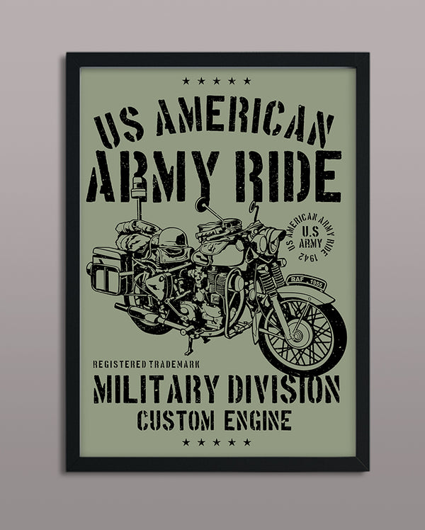 Army Ride Motorcycle - PictureFramingStudio