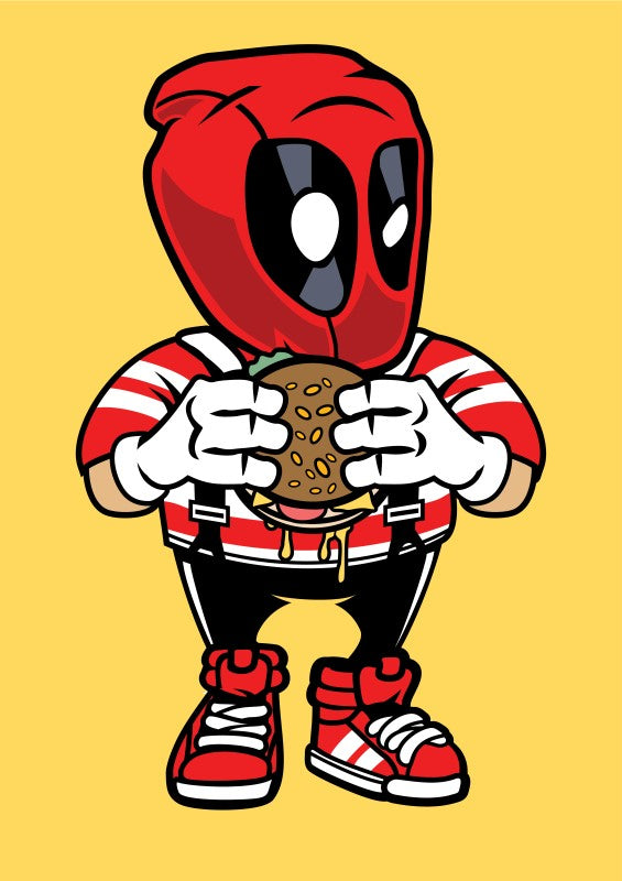Deadpool Eating a Burger