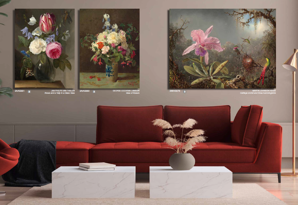 3MH5879 - Martin Johnson Heade - Cattleya orchid and three hummingbirds